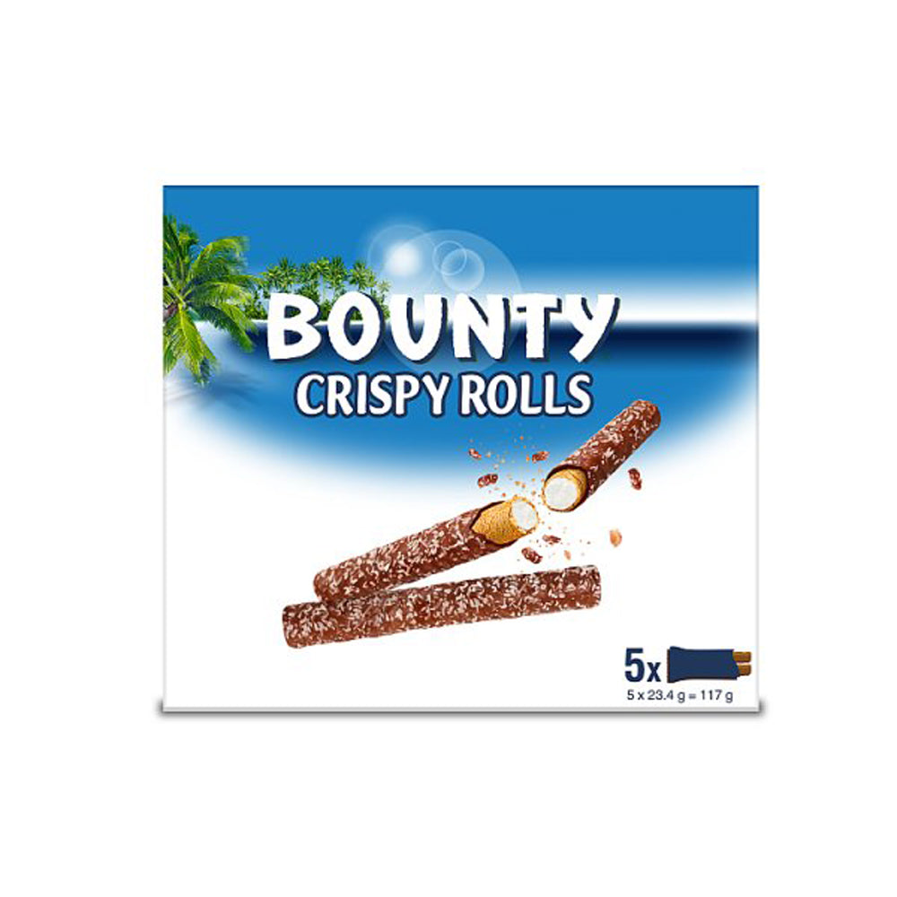 Bounty Crispy Rolls Coconut & Milk Chocolate Bar Multipack 5 x 23.4g