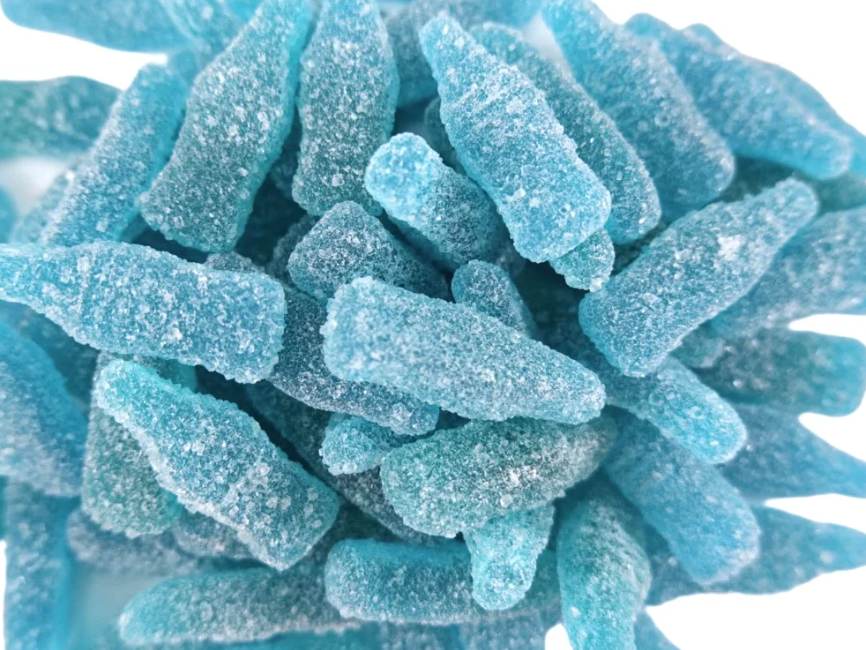 Vegan Fizzy Blue Raspberry Bottles | One Stop British Shop