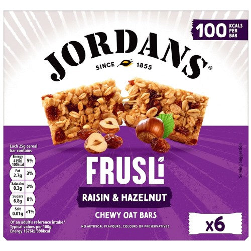 Jordans Frusli Raisin & Hazelnut Cereal 180g Bar 6pk